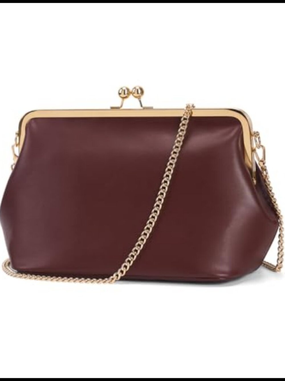 Kiss Lock Crossbody Bag PU Medium Handbag Vintage Messenger Purse